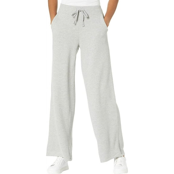 Hanes Alternative Women's Cotton French Terry Wide Leg Pants Heather Grey L