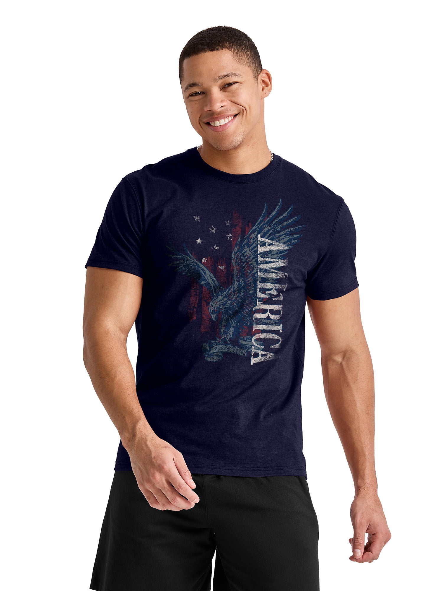 XL Navy Cotton Men's Eagle America Graphic Tee
