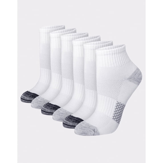 Hanes X-Temp Women's Ankle Socks, Extended Sizes, 6-Pairs White Basic 8-12