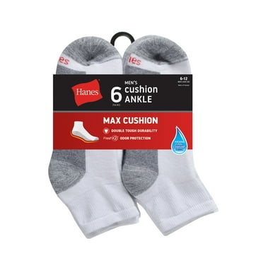 Hanes Ankle Socks 6-Pack Mens Max Cushion Cool ComfortBlend FreshIQ Max Cushion