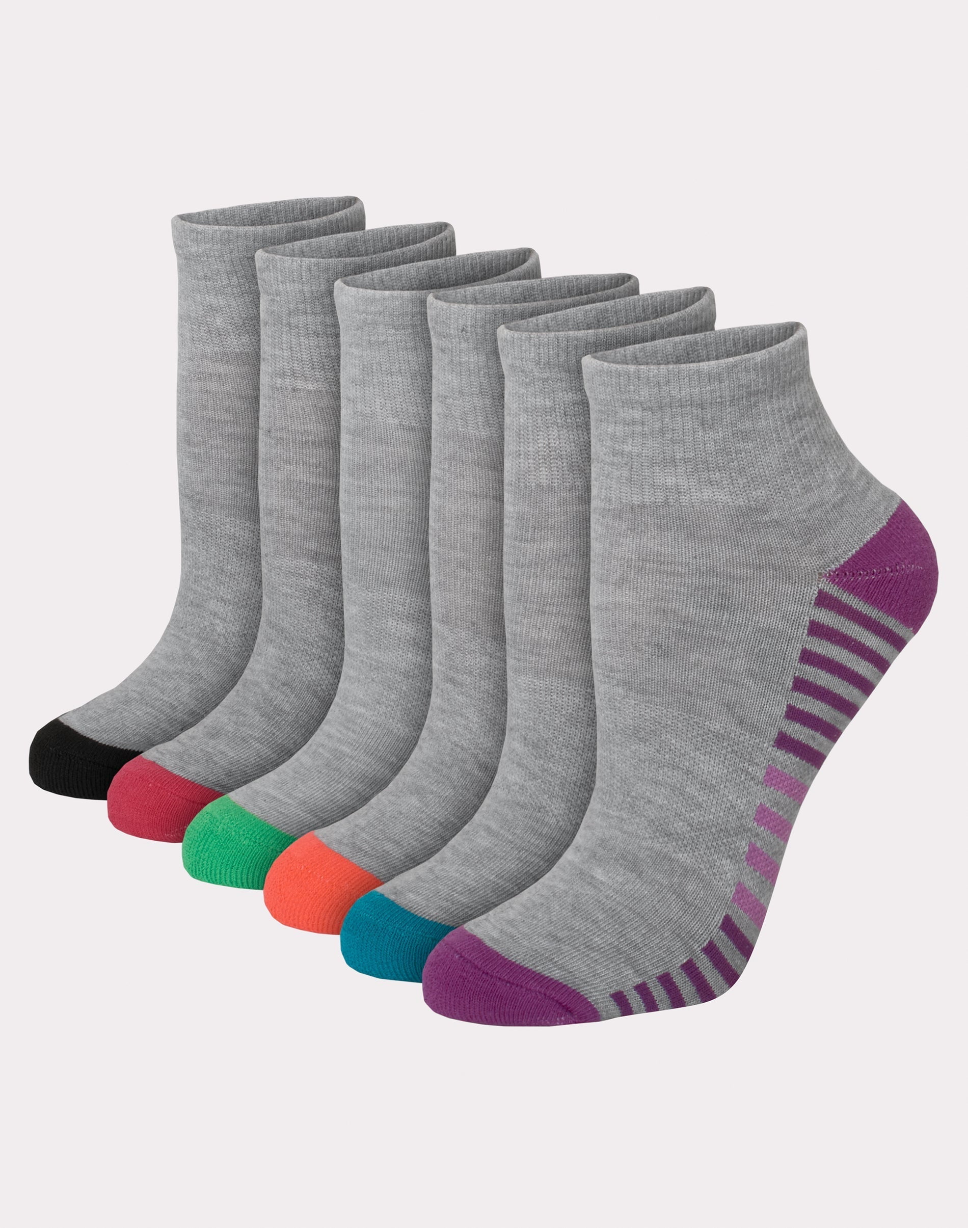 Hanes Comfort Fit Women's Ankle Socks, 6-Pairs Grey 5-9