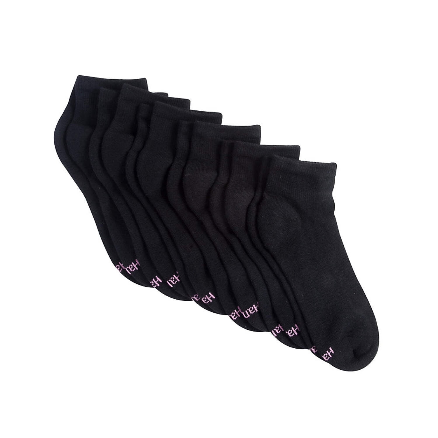 Hanes Comfort Fit Women's Ankle Socks, 6-Pairs Black/Pink 5-9