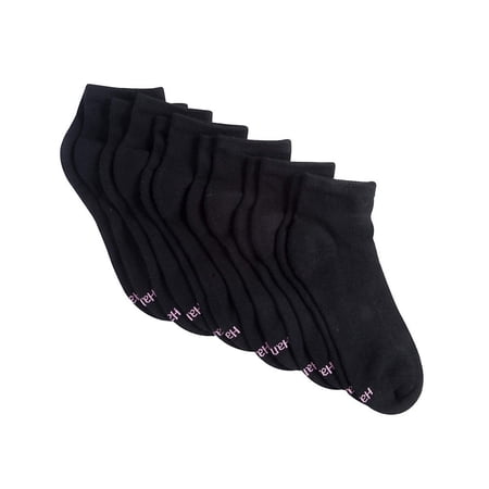 Hanes Comfort Fit Women's Ankle Socks, 6-Pairs Black/Pink 5-9