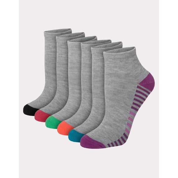 Hanes Comfort Fit Women's Ankle Socks, 6-Pairs Grey 5-9