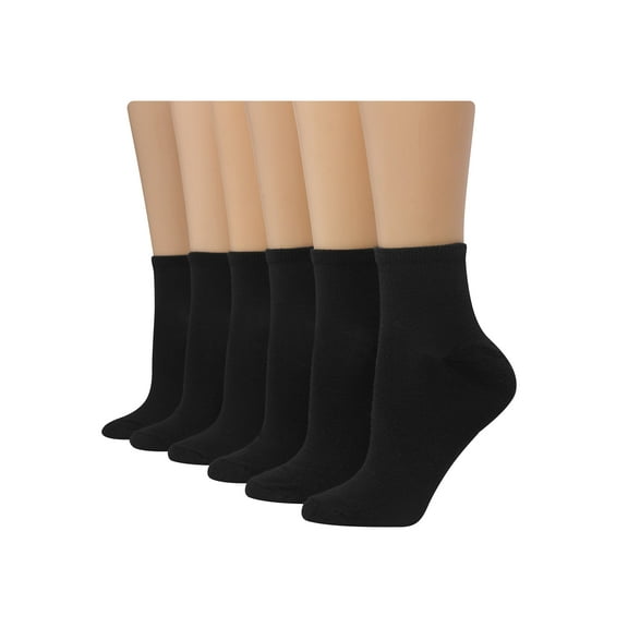Hanes Comfort Fit Women's Ankle Socks, 6-Pairs Black/Pink 5-9