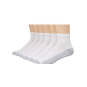 Hanes Double Tough Men's Big & Tall Ankle Socks, Shoe Sizes 12-14, 6-Pairs White
