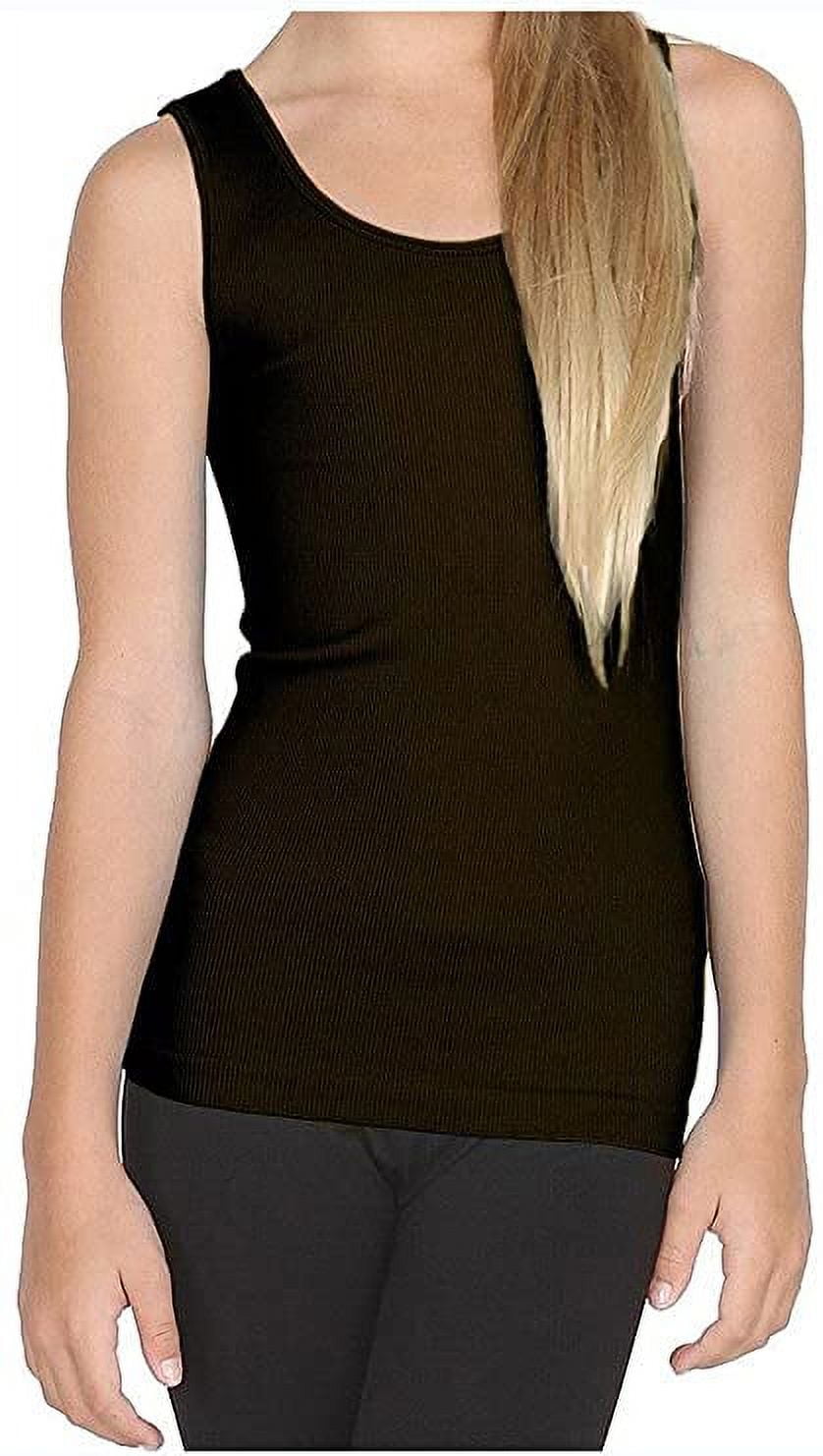 Hanes Assorted 2 Pack Womens Black and Grey Long Rib Tanks (Size Small)