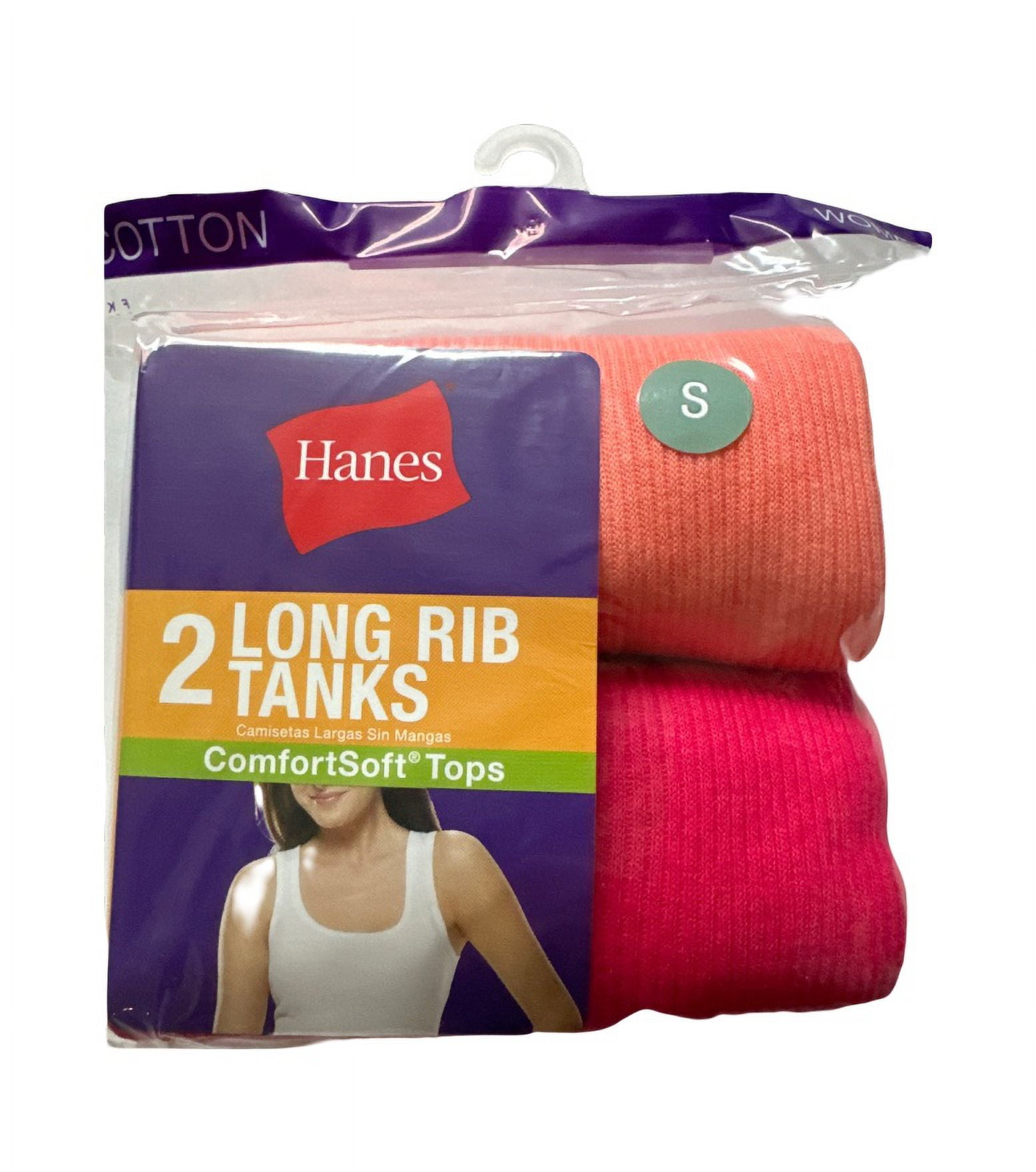 Hanes Cotton Tops Multipack, 2 Pack Womens Colored Long Rib Tanks