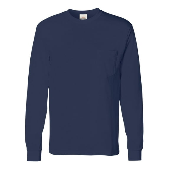 Hanes Authentic Long Sleeve Pocket T-Shirt for Men