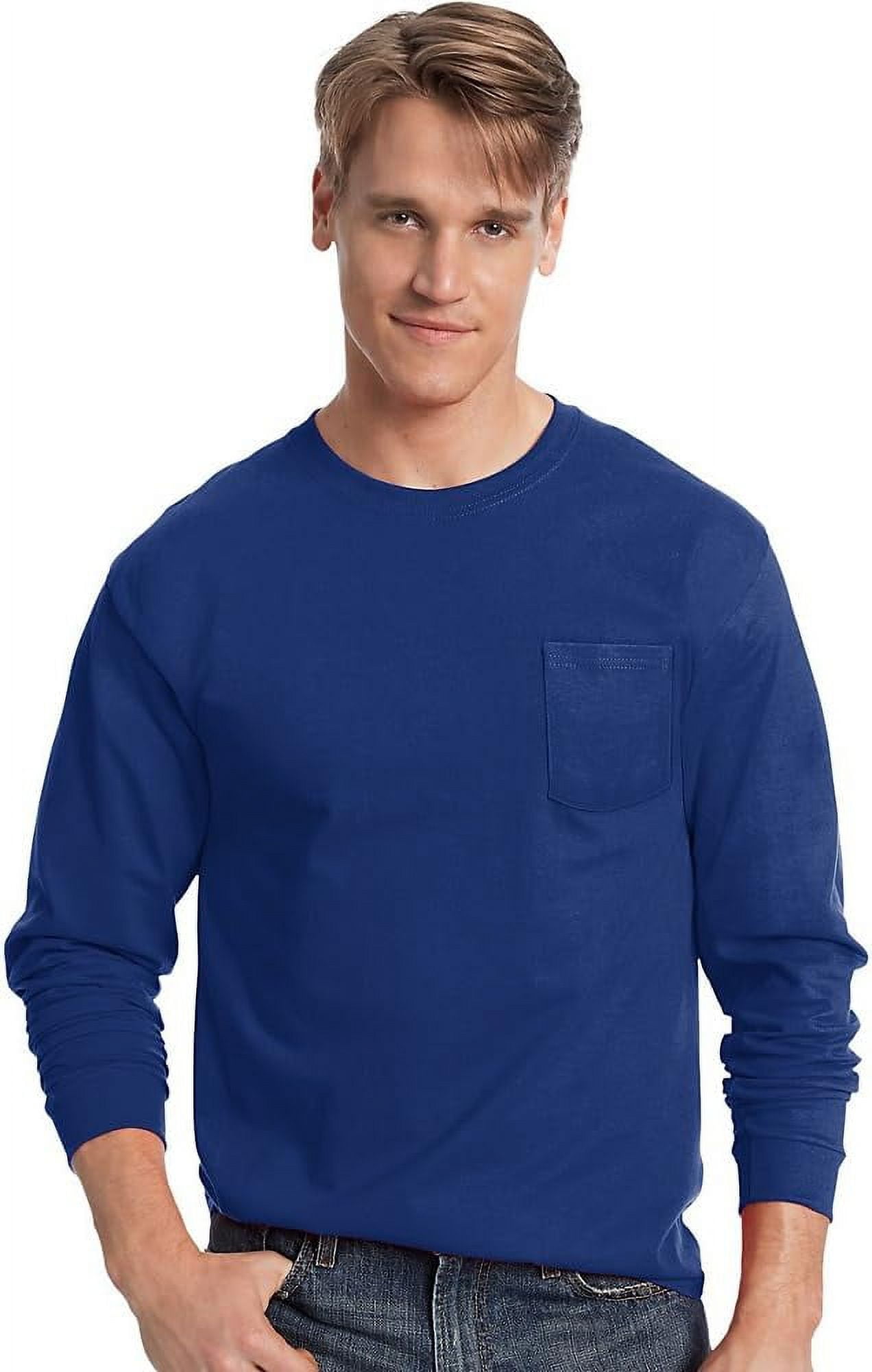 Hanes Authentic Long Sleeve Pocket T-Shirt for Men - Walmart.com