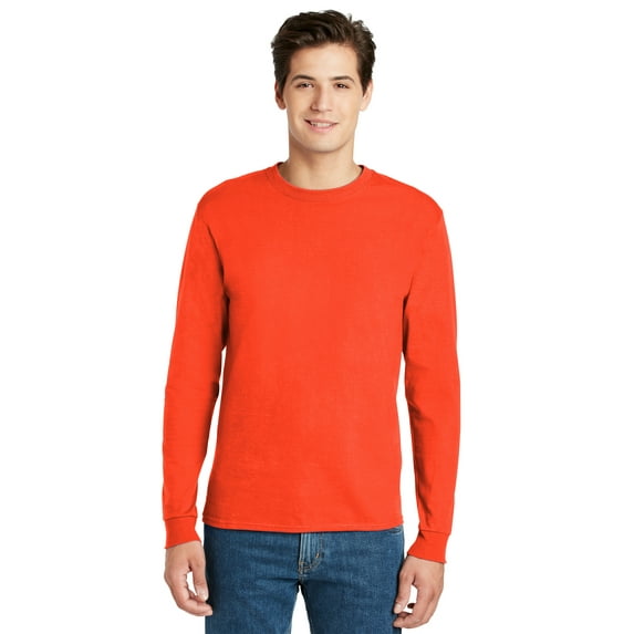 Hanes - Authentic Long Sleeve T-Shirt - 5586, Orange, L, Pack Of 2, Hanes Mens T-Shirts