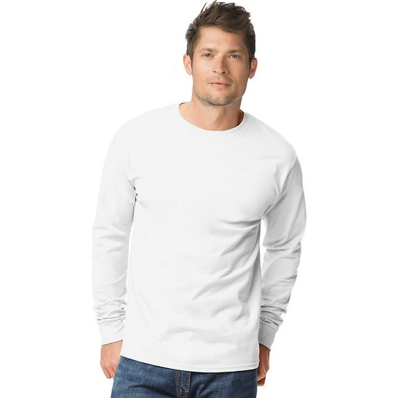 Hanes - Authentic Long Sleeve T-Shirt - 5586, White, 2X, Pack Of 5, Hanes Mens T-Shirts