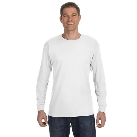 Hanes - Authentic Long Sleeve T-Shirt - 5586, White, 3XL, Pack Of 5, Hanes Mens T-Shirts