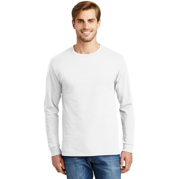 Hanes - Authentic Long Sleeve T-Shirt - 5586, White, XL, Pack Of 2, Hanes