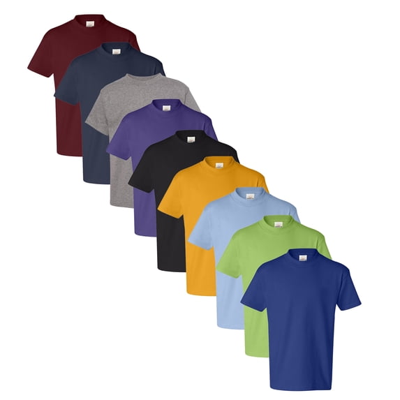 Hanes - Authentic Youth Short Sleeve T-Shirt for Kids | 6 oz, 100% Cotton Jersey, High-Density Fabric, Multi-Pack Kids’ Tee, Assorted T-Shirts, Mixed Color Bulk- 9 Pack Tees | Size Medium