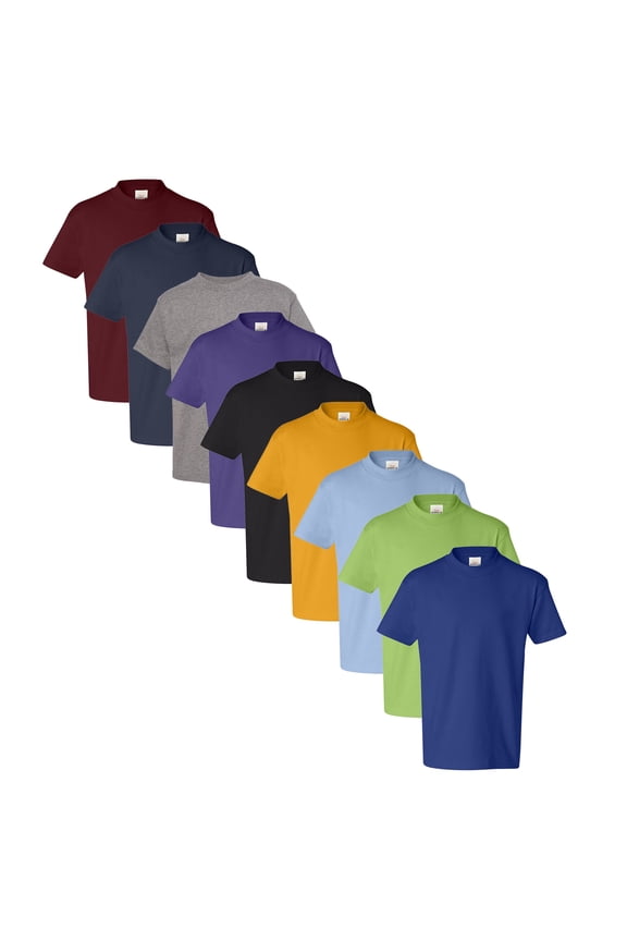 - Authentic Youth Short Sleeve T-Shirt for Kids | 6 oz, 100% Cotton Jersey, High-Density Fabric, Multi-Pack Kids’ Tee, Assorted T-Shirts, Mixed Color Bulk- 9 Pack Tees | Size Large