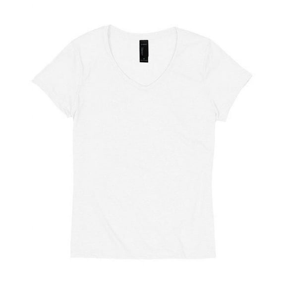 Hanes B34300013 Perfect-T Women Triblend V-Neck T-Shirt, Eco White - Small
