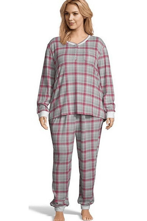 BRINKLEY PLAID Plus Butter Knit Jogger Sleep Set, US 1X, UK 1X