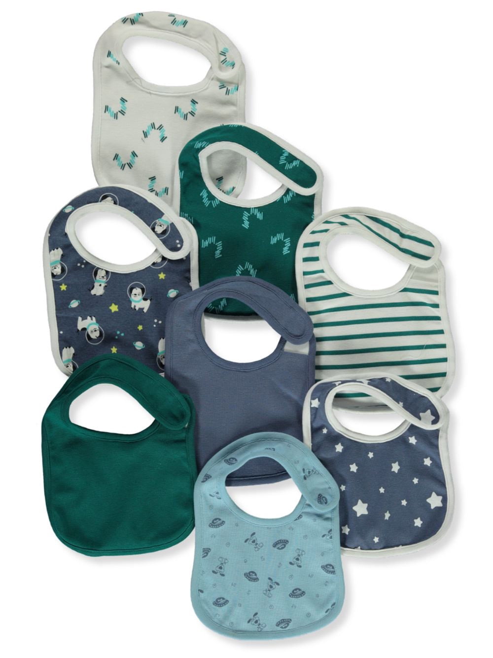 Hanes Baby Boys' 8-Pack Bibs - blue/aqua, one size