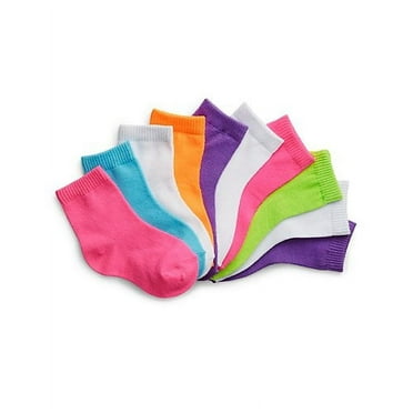 Hanes Baby Girls and Toddler Girls Ankle Socks, 10-Pack