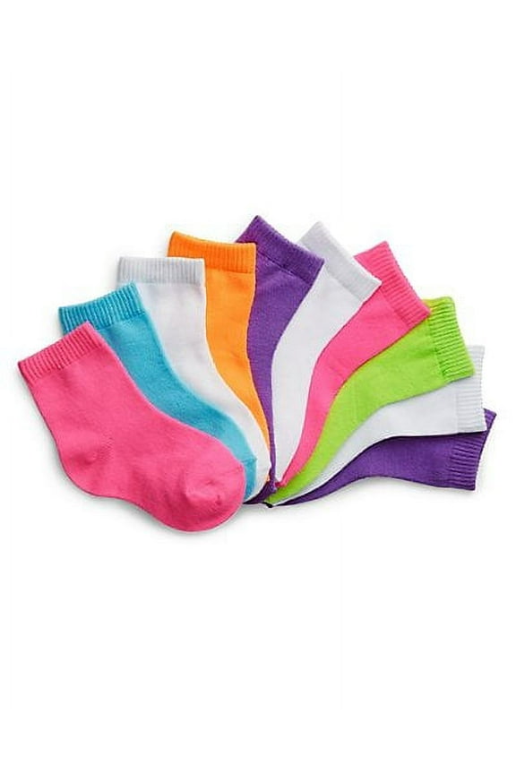 Baby Girls and Toddler Girls Ankle Socks, 10-Pack
