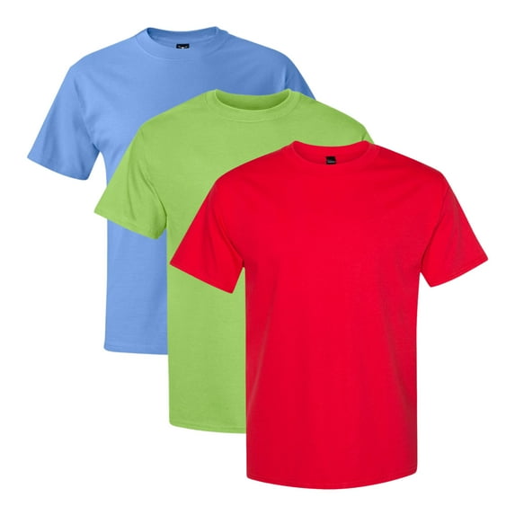 Hanes Beefy 100% Ring-Spun Heavyweight Cotton Bulk T-Shirts for Unisex Assorted Plain Solid Color Wholesale Tees Pack (Bright Color 3 Pack, 5XL)