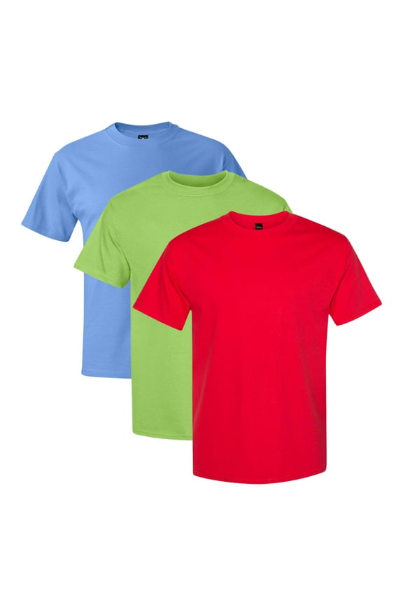 Beefy 100% Ring-Spun Heavyweight Cotton Bulk T-Shirts for Unisex Assorted Plain Solid Color Wholesale Tees Pack (Bright Color 3 Pack, S)