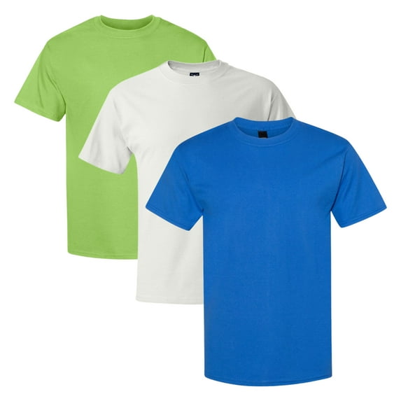 Hanes Beefy 100% Ring-Spun Heavyweight Cotton Bulk T-Shirts for Unisex Assorted Plain Solid Color Wholesale Tees Pack (Bright+Dark Color 3 Pack, 5XL)