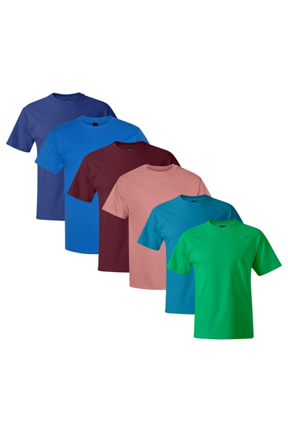 Beefy 100% Ring-Spun Heavyweight Cotton Bulk T-Shirts for Unisex Assorted Plain Solid Color Wholesale Tees Pack (Dark Color 6 Pack, 3XL)