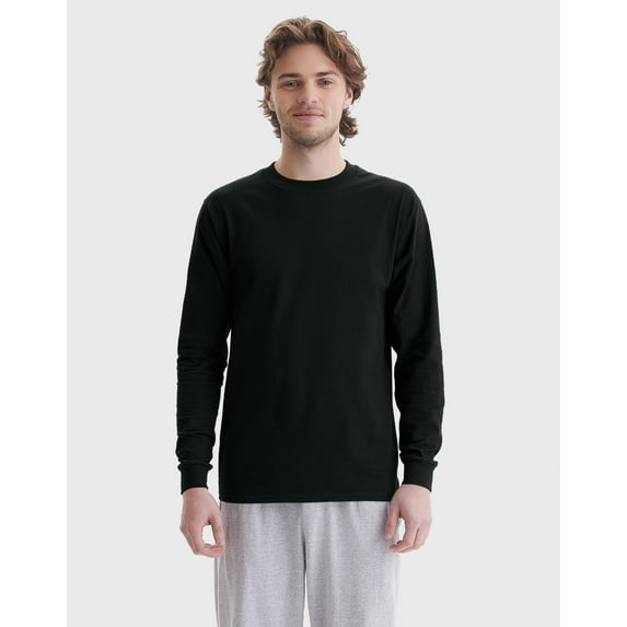 Hanes Beefy Men's Long Sleeve T-Shirt, Cotton Black 3XL