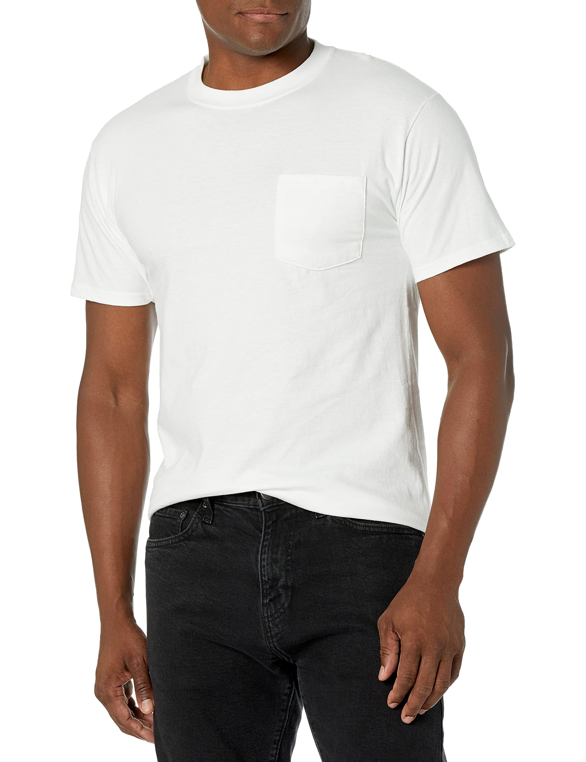 Hanes Men`s Beefy-T Pocket T-Shirt,5190,S,White (Pack of 2) 2 White ...