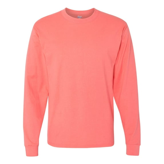 Hanes - Beefy-T Long Sleeve T-Shirt - 5186, Charisma Coral, 2XL