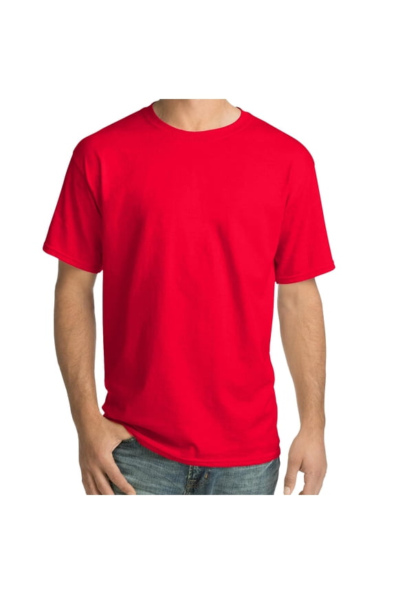 Beefy-T Short Sleeve T-Shirt for Men’s, Crewneck Casual Blank Shirt Athletic Red Tee, L