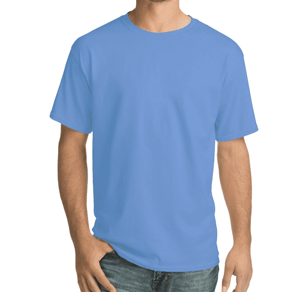 Hanes Beefy-T Short Sleeve T-Shirt for Men’s, Crewneck Casual Blank Shirt Carolina Blue Tee, 2XL