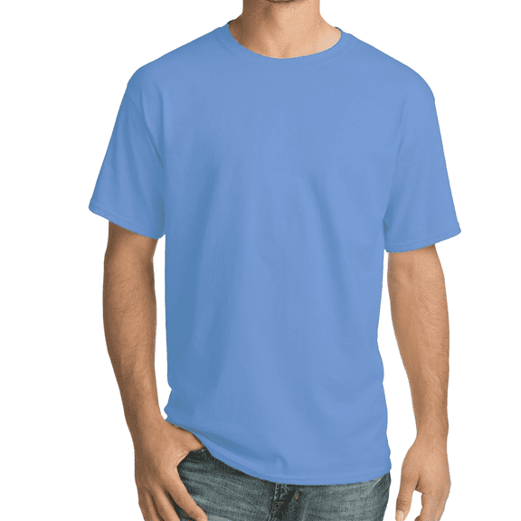 Hanes Beefy-T Short Sleeve T-Shirt for Men’s, Crewneck Casual Blank Shirt Carolina Blue Tee, M