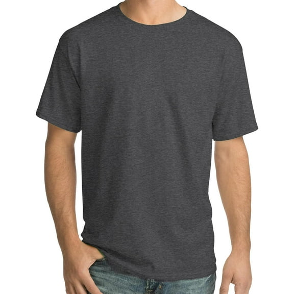 Hanes Beefy-T Short Sleeve T-Shirt for Men’s, Crewneck Casual Blank Shirt Charcoal Heather Tee, XL
