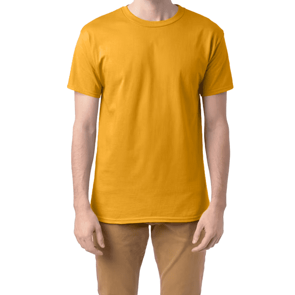 Hanes Beefy-T Short Sleeve T-Shirt for Men’s, Crewneck Casual Blank Shirt Gold Tee, L