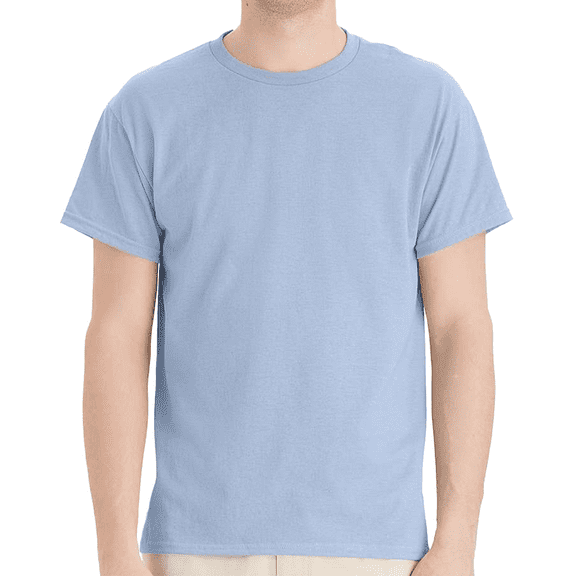 Hanes Beefy-T Short Sleeve T-Shirt for Men’s, Crewneck Casual Blank Shirt Light Blue Tee, 3XL
