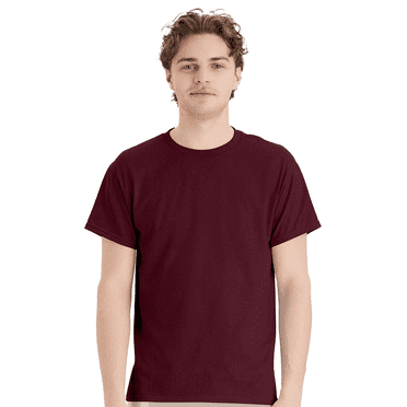 Hanes Beefy-T Short Sleeve T-Shirt for Men’s, Crewneck Casual Blank Shirt Maroon Tee, 3XL