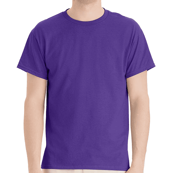 Hanes Beefy-T Short Sleeve T-Shirt for Men’s, Crewneck Casual Blank Shirt Purple Tee, 3XL