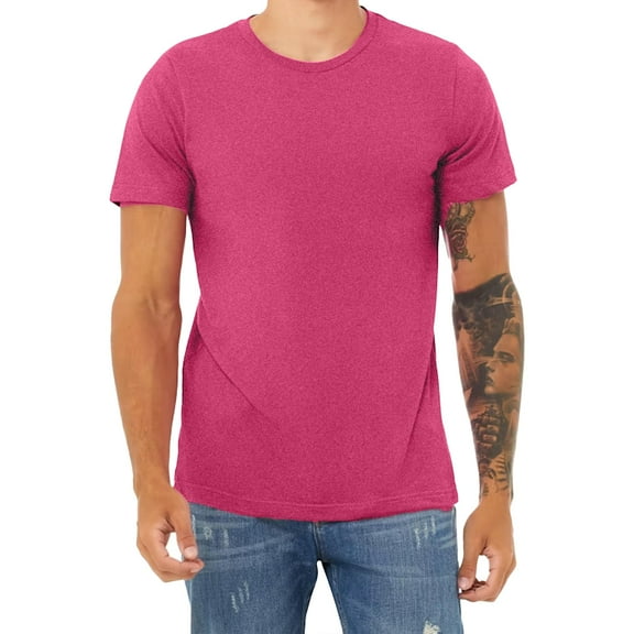 Hanes Beefy-T Short Sleeve T-Shirt for Men’s, Crewneck Casual Blank Shirt Wow Pink Tee, 3XL