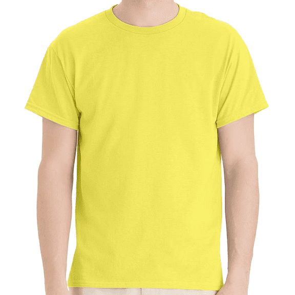 Hanes Beefy-T Short Sleeve T-Shirt for Men’s, Crewneck Casual Blank Shirt Yellow Tee, L