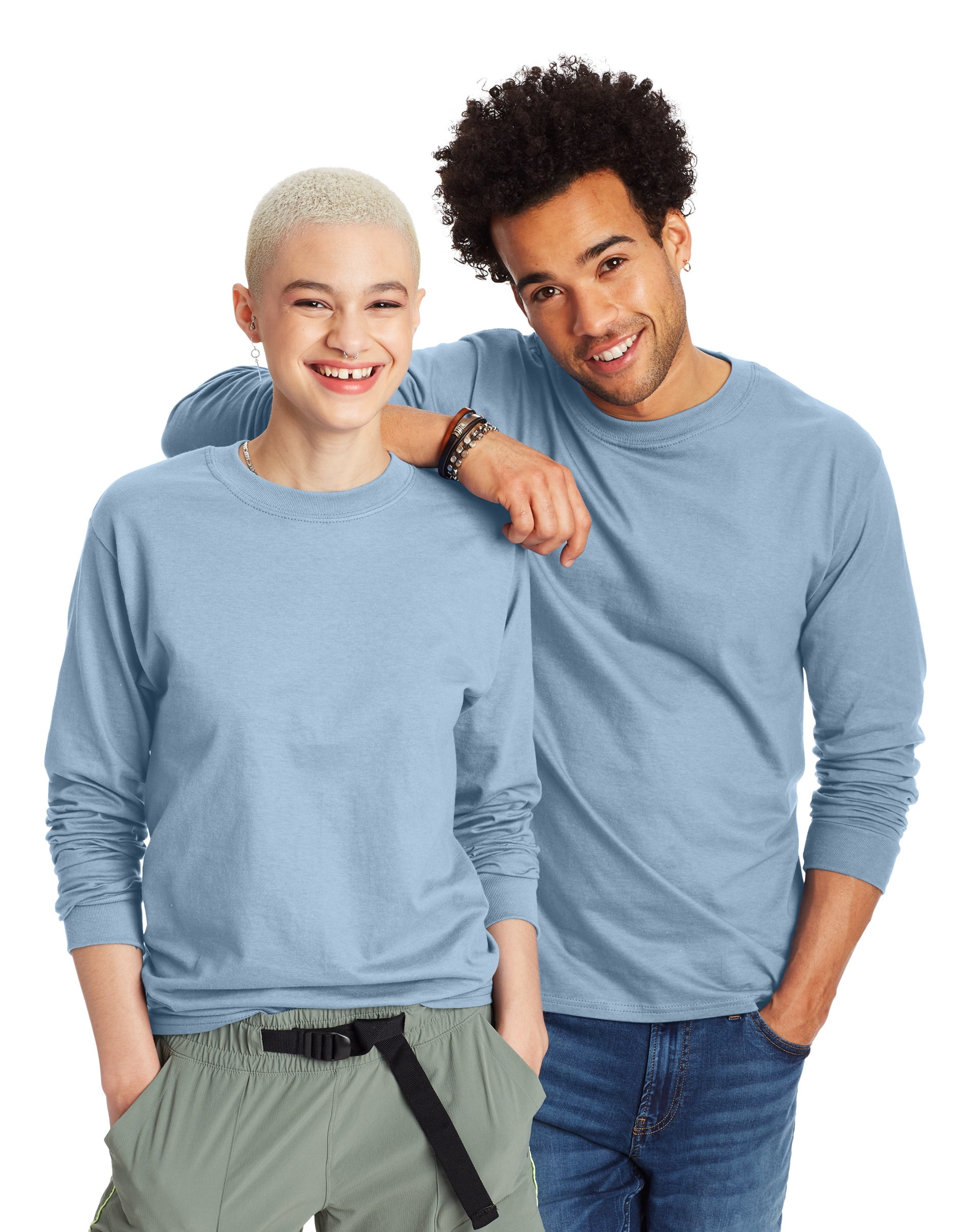 Hanes Beefy-T Classic Crewneck Tee - 5XL Light Steel, Heavyweight Cotton