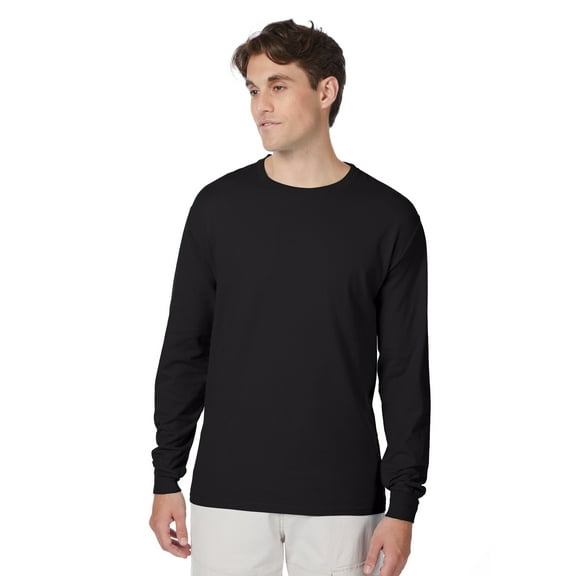 Hanes Beefy-T Unisex Long Sleeve T-Shirt Black L