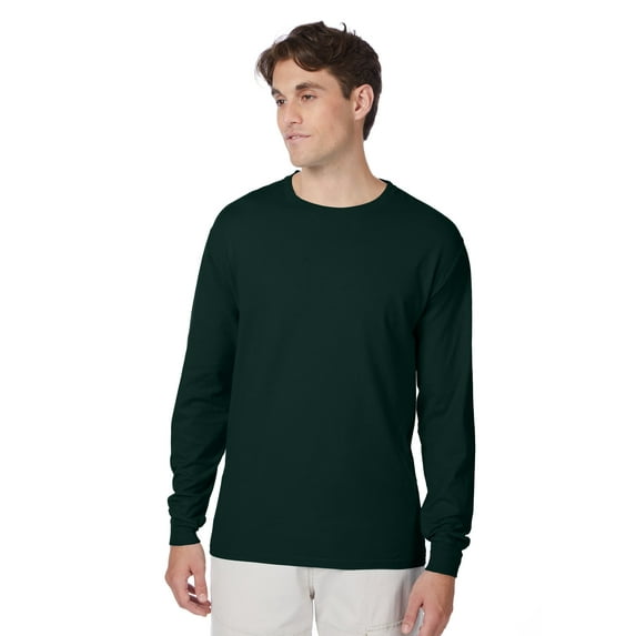 Hanes Beefy-T Unisex Long Sleeve T-Shirt Deep Forest 2XL