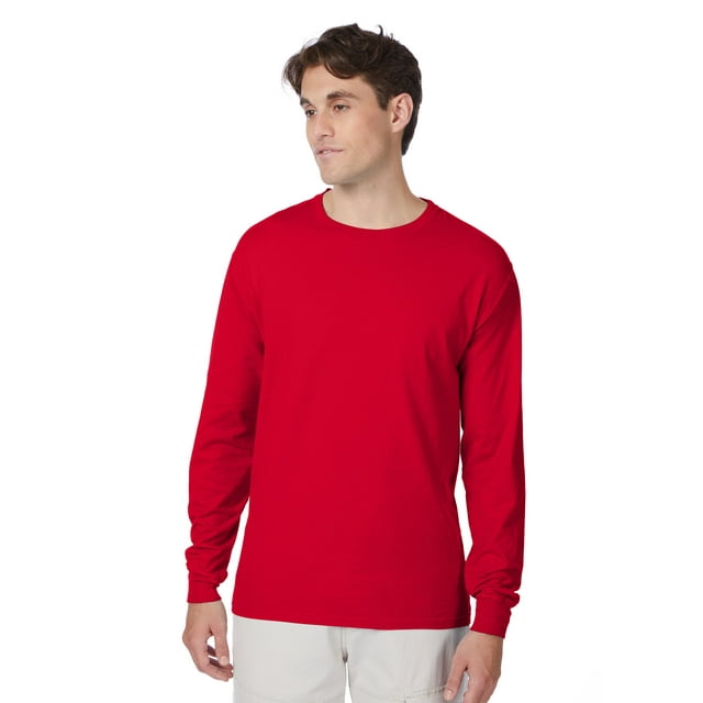 Hanes Beefy-T Unisex Long Sleeve T-Shirt Deep Red S