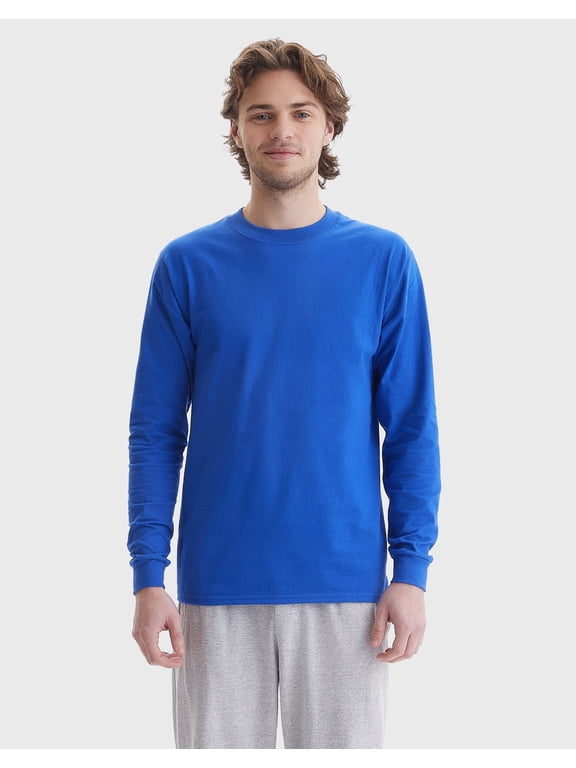 Beefy Men's Long Sleeve T-Shirt, Cotton Deep Royal 2XL