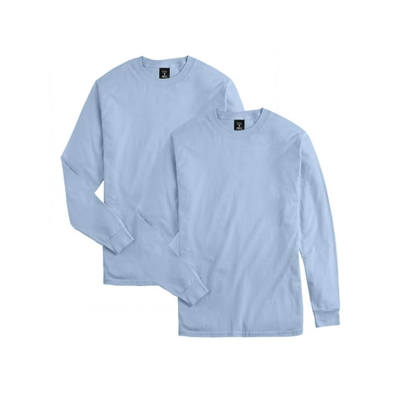 Hanes Beefy-T Unisex Long-Sleeve T-Shirt, Value 2-Pack Light Blue S