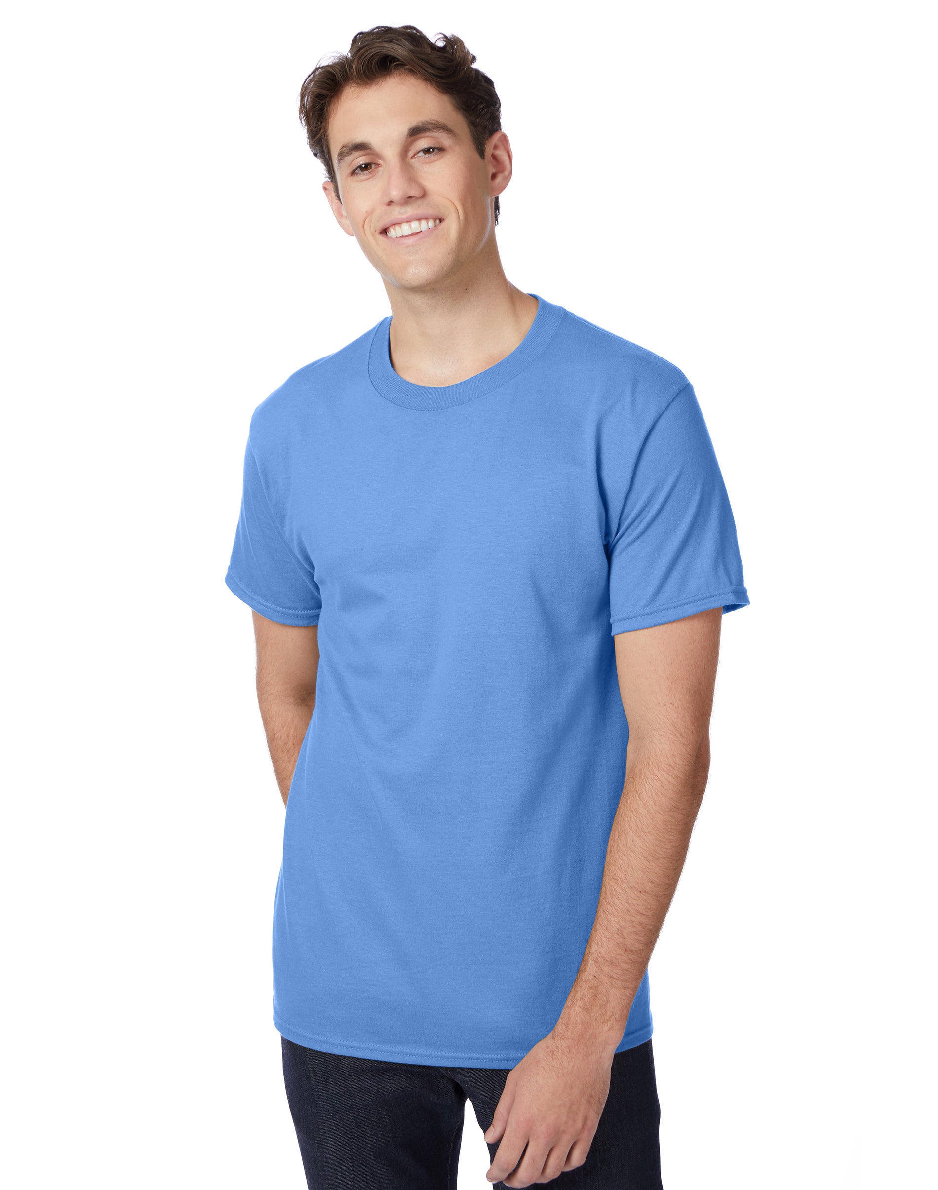 Hanes Beefy-T Unisex Short Sleeve T-Shirt Carolina Blue S - image 1 of 4