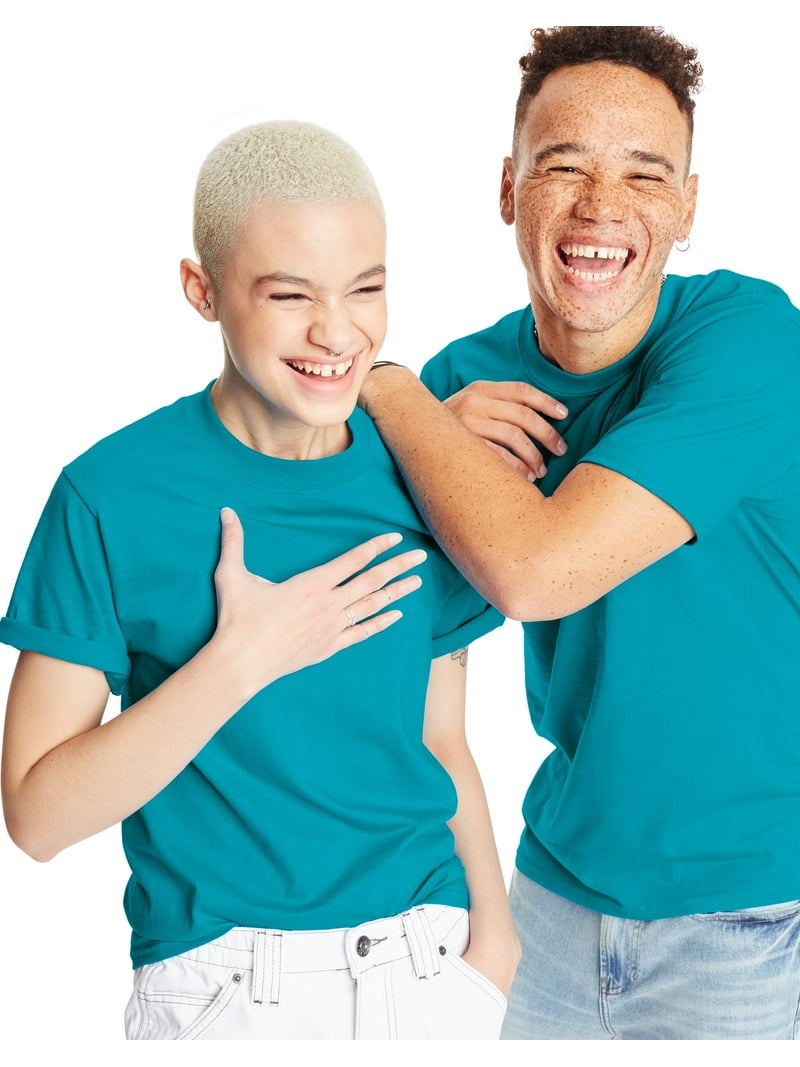 Hanes Beefy-T Unisex Short Sleeve T-Shirt Teal S - Walmart.com